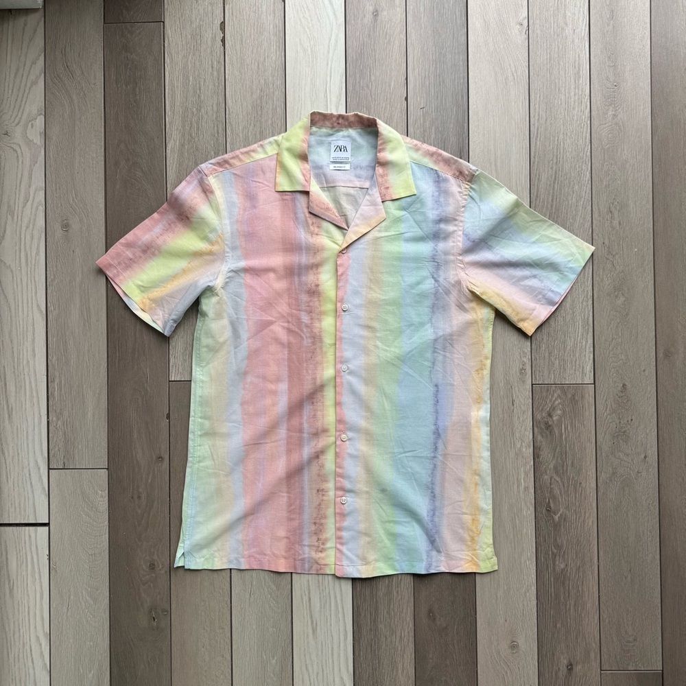 Zara Men's Multicolor Striped Shirt | Size: Medium | Excellent Condition